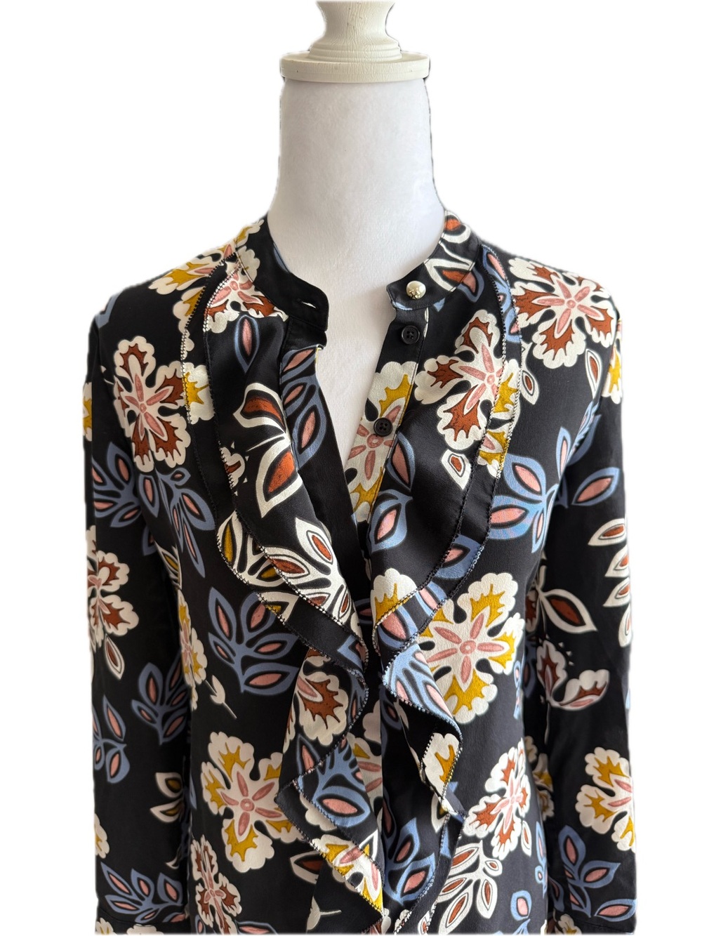 Tory Burch Jane Floral Silk Long Sleeve Dress - Picture 3 of 16